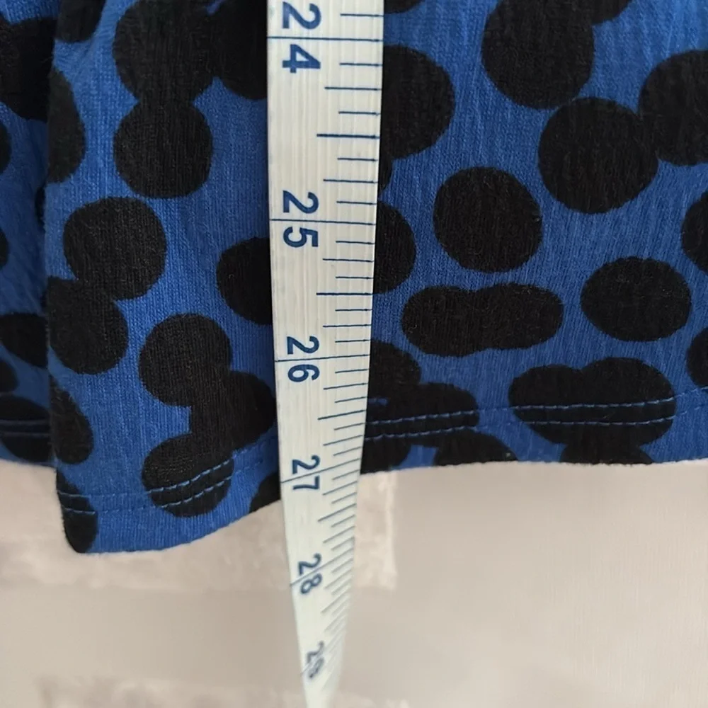Ava & Viv Blue and Black Polka Dot Tie Front, Long  Sleeve Blouse. Size 2X=20/22